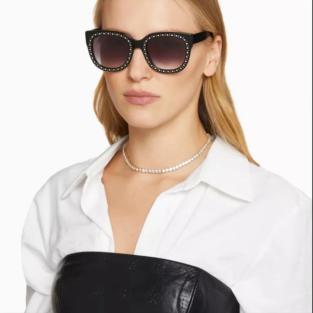 Elton john legend black studded polarized oversized acetate sunglasses